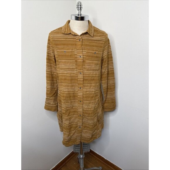 Prana Dyri Dress XL Antique Bronze NEW Button Front Shirt Dress Organic Cotton - Picture 2 of 8